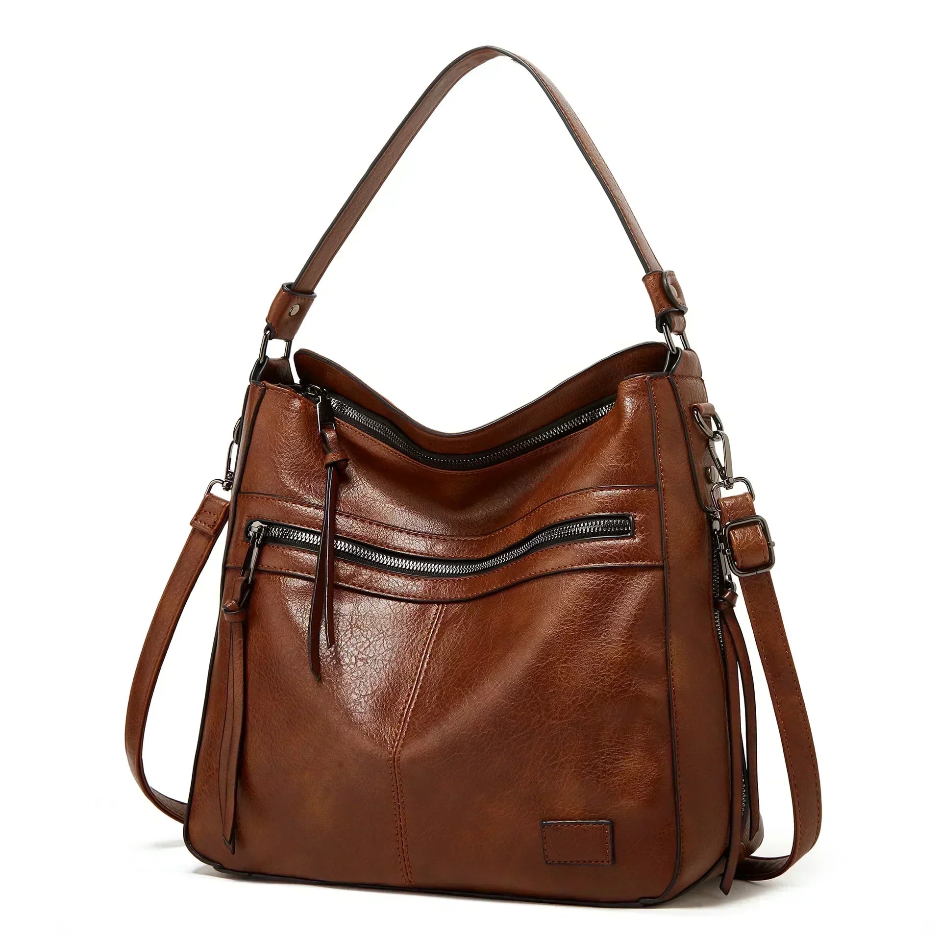 Estelle – Retro-Inspired Shoulder Bag with Multi-Zip Storage