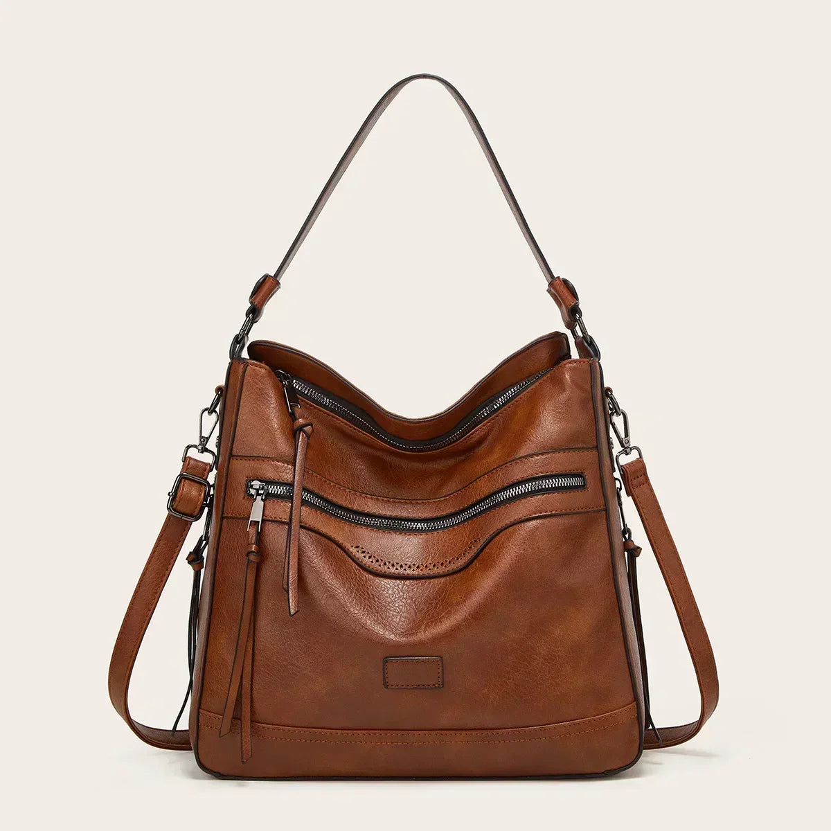 Estelle – Retro-Inspired Shoulder Bag with Multi-Zip Storage