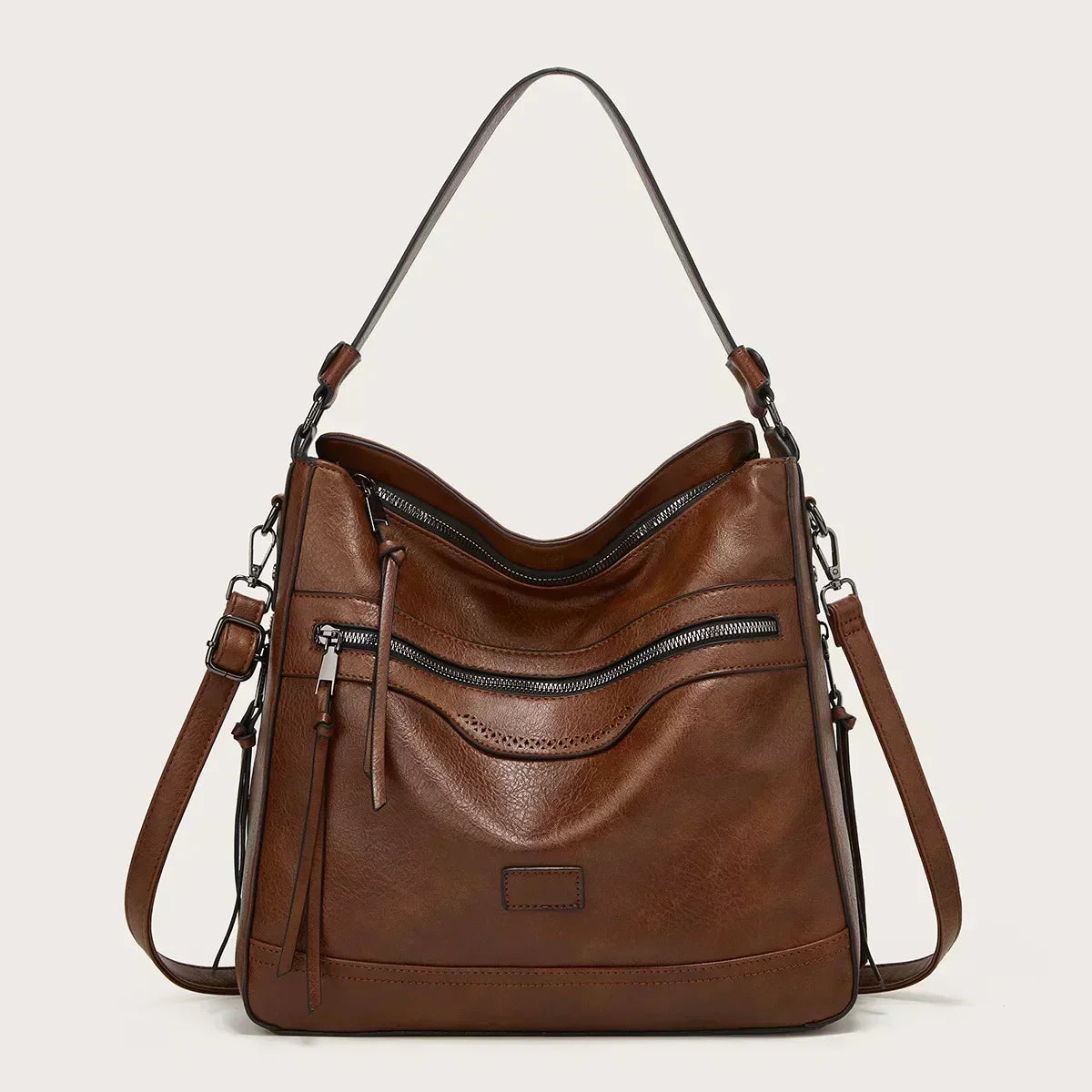 Estelle – Retro-Inspired Shoulder Bag with Multi-Zip Storage