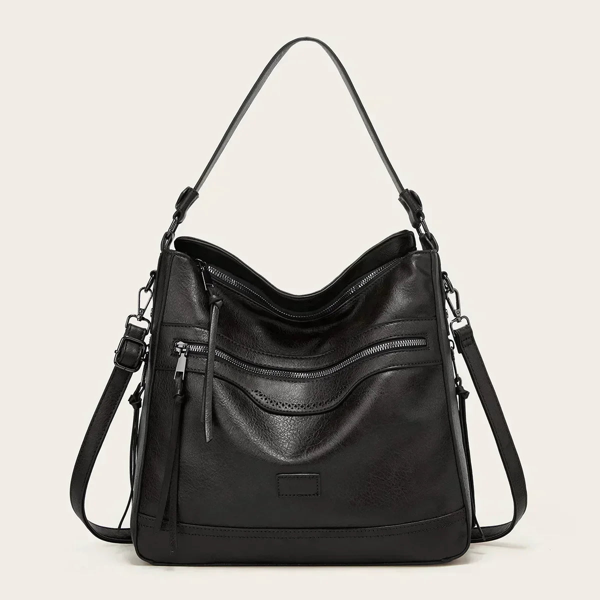 Estelle – Retro-Inspired Shoulder Bag with Multi-Zip Storage